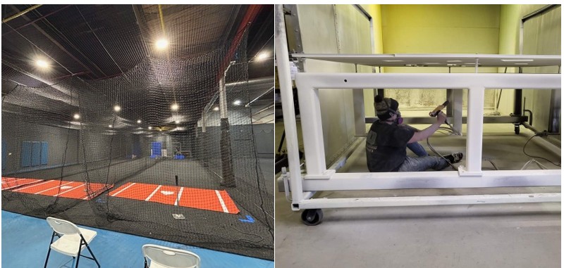 Divine 9 Sports in Watervliet (left), HQ Powder Coating in Whitehall (right).