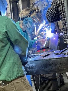 A student practices welding at the Southern Adirondack Education Center in Hudson Falls. Courtesy WSWHE BOCES